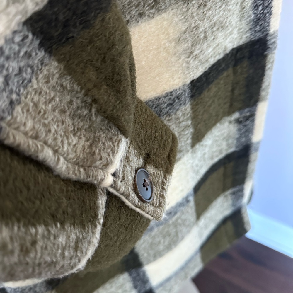 Madewell Belrose Shirt-jacket Wool Blend In Maran Plaid Green Black Ivory LG NWT - Picture 10 of 16
